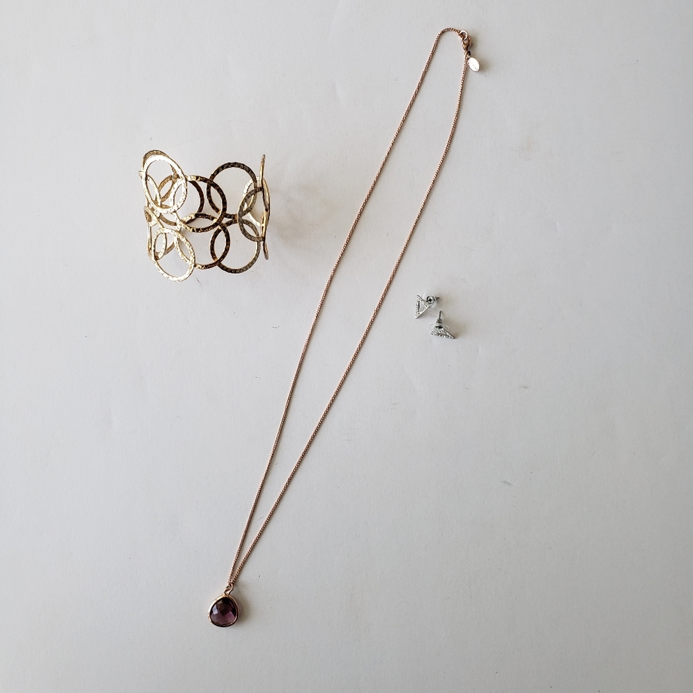 Express necklace. Cuff and earrings.